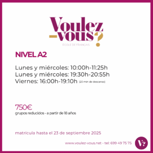 Cursos de francés Nivel A2 en Valencia