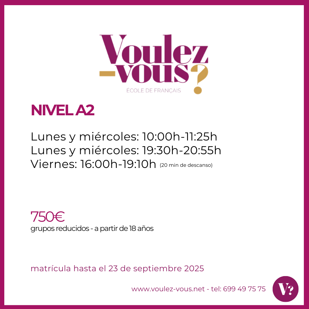 Cursos de francés Nivel A2 en Valencia