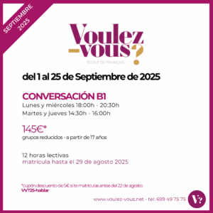 Curso de Francés  – Conversación de verano - Nivel B1 (Septiembre)