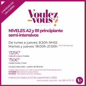 Curso de Francés – Niveles A2 y B1 principiante - semi-intensivo