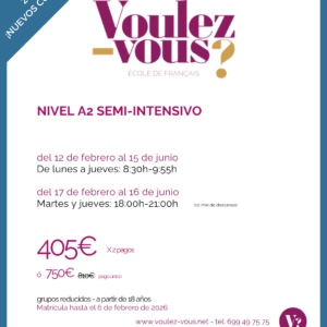 Curso de Francés – Nivel A2 semi-intensivo (febrero-junio)