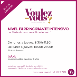 Curso de Francés – Nivel B1 intensivo (diciembre-febrero)
