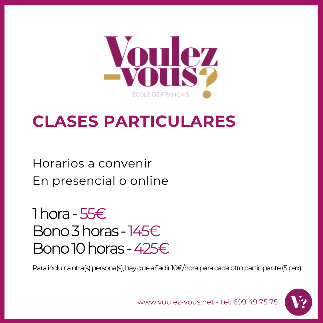 Clases particulares de frances en presencial o online en escuela Voulez vous en Valencia