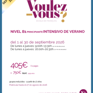 Curso de Francés – Nivel B1 PRINCIPIANTE Intensivo Septiembre 2026